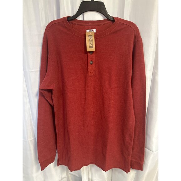 Duluth Trading Co Shirt New Men's Red Med Trim Fit Longtail Waffle Henley - Picture 1 of 5